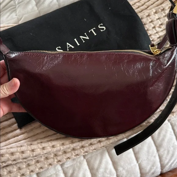 All Saints Burgundy Crossbody Bag - Picture 6 of 8